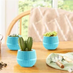 Omnipazar SO-ASR1 Dekoratif Örgü Desen Amasra Saksı 0.13 Litre 6'lı Set 60466365