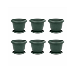 SO-D007 Damla Desen Tabaklı Saksı Takımı 8 Litre No:7 Yeşil 6 Adet