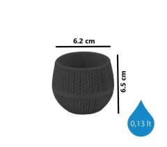 Omnipazar SO-ASR1 Dekoratif Örgü Desen Amasra Saksı 0.13 Litre 6'lı Set 60466365 Antrasit (116)