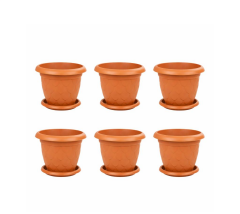 SO-D007 Damla Desen Tabaklı Saksı Takımı 8 Litre No:7 Kiremit 6 Adet