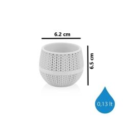 Omnipazar SO-ASR1 Dekoratif Örgü Desen Amasra Saksı 0.13 Litre 6'lı Set 60466365 Kirli Beyaz (113)