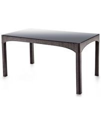 Omnipazar SY-2589 Kahverengi Rattan Temperli Kapalı Camlı Masa Dikdörtgen