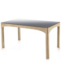 Omnipazar SY-2589 Bej Rattan Temperli Kapalı Camlı Masa Dikdörtgen 82153