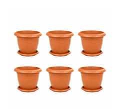 SO-D008 Damla Desen Saksı Takımı Tabaklı 11.6 Litre No:8 Kiremit 6 Adet