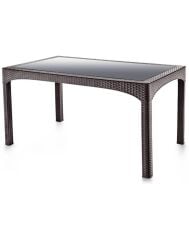 Omnipazar SY-2586 Kahverengi Rattan Temperli Camlı Masa Dikdörtgen 92782