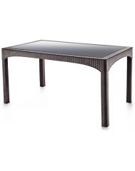 Omnipazar SY-2586 Kahverengi Rattan Temperli Camlı Masa Dikdörtgen 92782