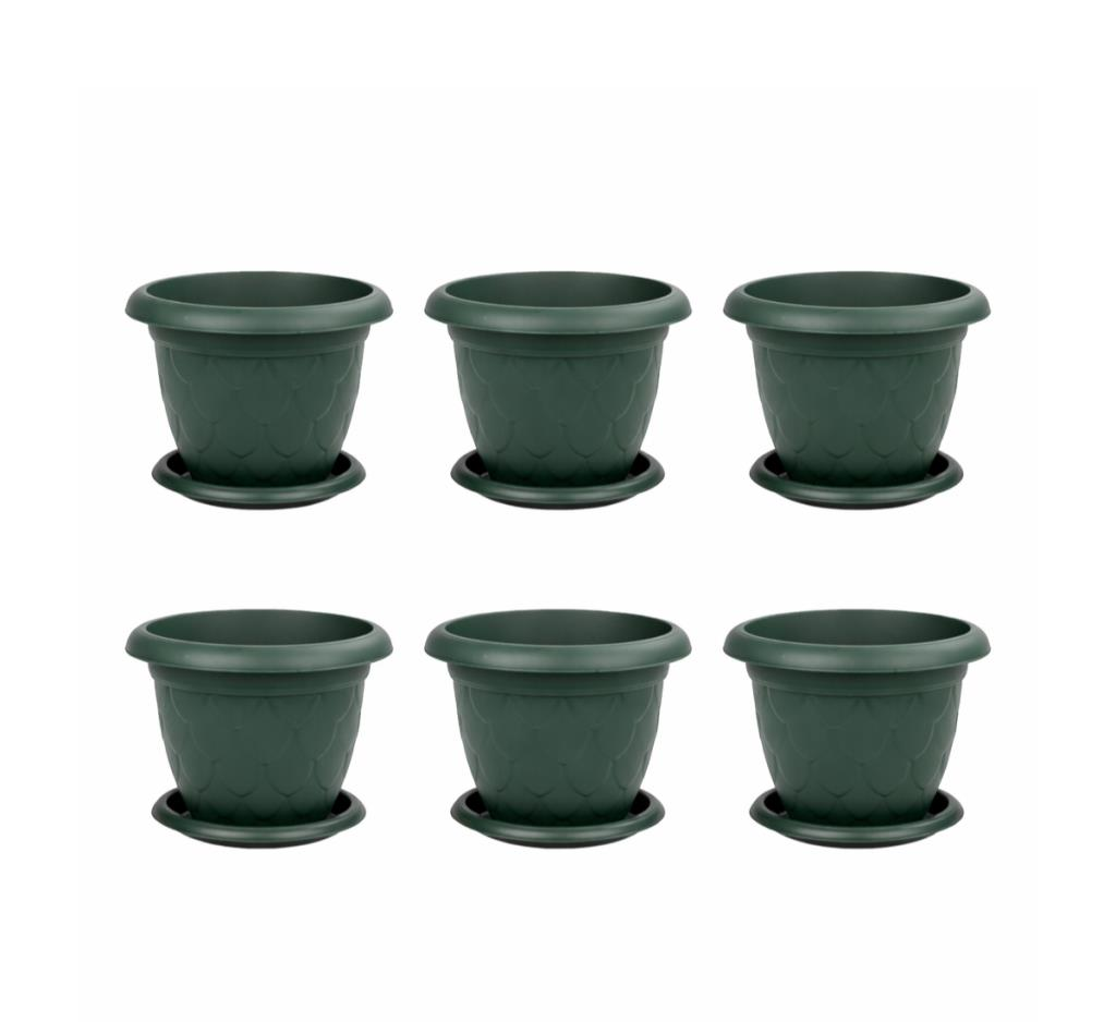 SO-D008 Damla Desen Saksı Takımı No:8 Tabaklı 11.6 Litre Yeşil 6 Adet