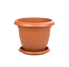 SO-D009 Damla Desen Tabaklı Saksı Takımı 17 Litre No:9 Kiremit 6 Adet