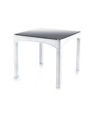Omnipazar SY-2576 Beyaz Rattan Kare Kapalı Camlı Temperli Masa 82439