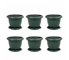SO-D009 Damla Desen Saksı Takımı Tabaklı No:9 Yeşil 17 Litre 6 Adet