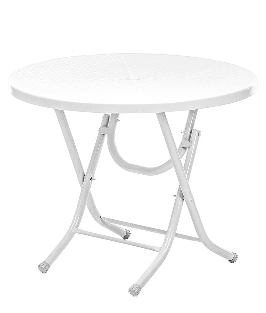 Omnipazar SY-2552 Beyaz Yuvarlak Katlanır Masa 90x72 cm 32445