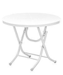 Omnipazar SY-2552 Beyaz Yuvarlak Katlanır Masa 90x72 cm 32445