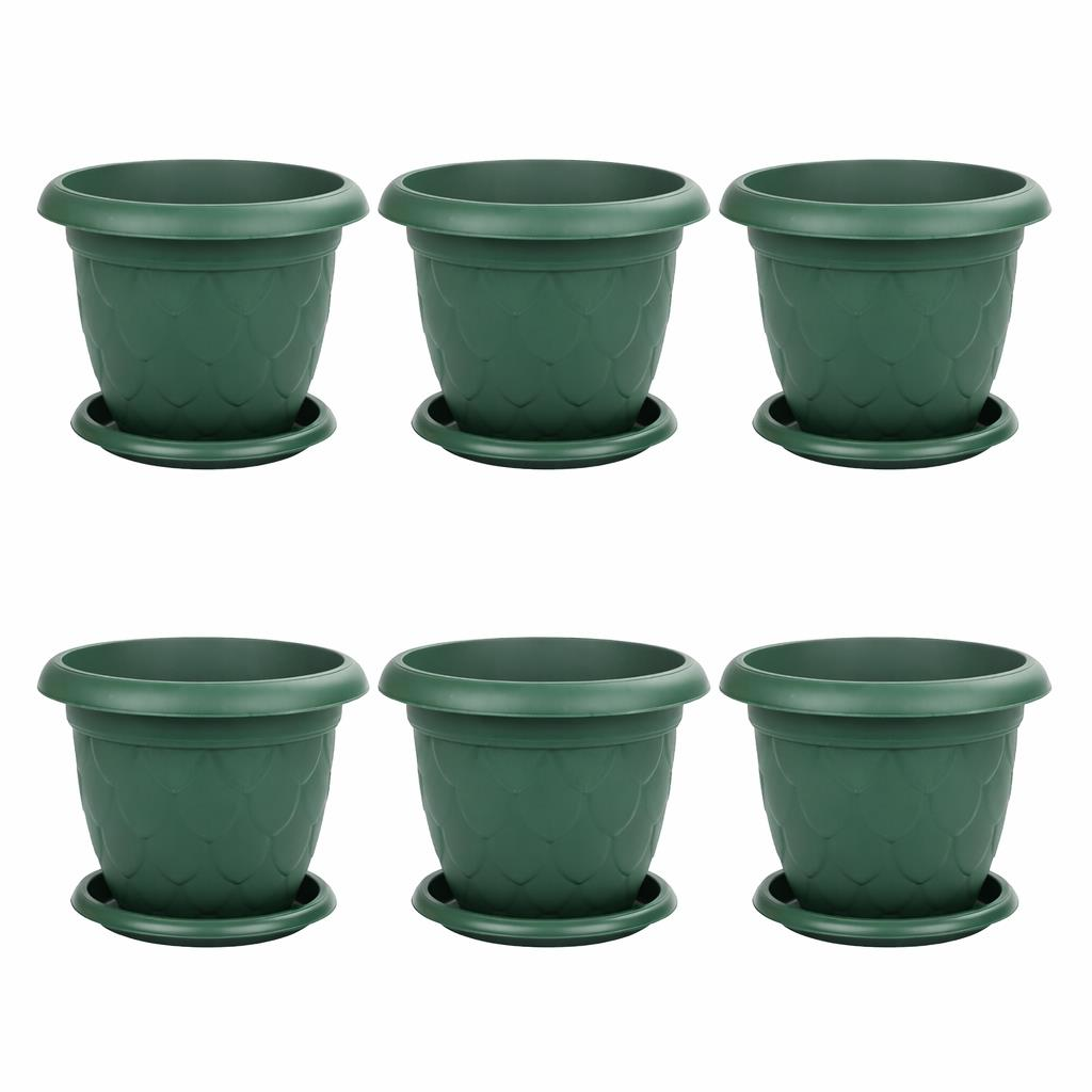 SO-D010 Damla Desen Tabaklı Saksı Takımı 25 Litre No:10 Yeşil 6 Adet