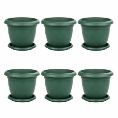 SO-D010 Damla Desen Tabaklı Saksı Takımı 25 Litre No:10 Yeşil 6 Adet
