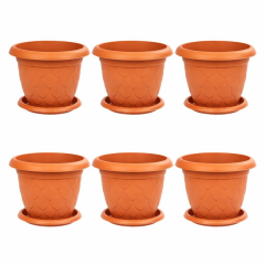 SO-D010 Damla Desen Tabaklı Saksı Takımı 25 Litre No:10 Kiremit 6 Adet