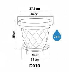SO-D010 Damla Desen Tabaklı Saksı Takımı 25 Litre No:10 Kiremit 6 Adet