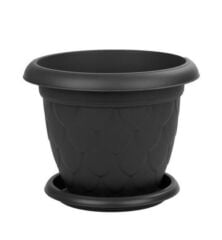 Omnipazar SO-D011 Damla Desen Tabaklı Saksı Takımı 37 Litre No:11 Antrasit (116)