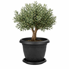 Omnipazar SO-D011 Damla Desen Tabaklı Saksı Takımı 37 Litre No:11 Antrasit (116)