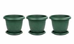 SO-D011 Damla Desen Saksı Takımı Tabaklı 37 Litre No:11 Yeşil 3 Adet