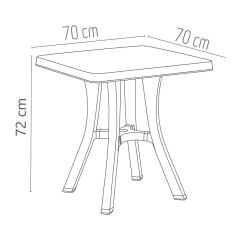 Omnipazar MT-GF235 Prima Isola Plastik Kare Bahçe Balkon Masa 70x70 cm Beyaz