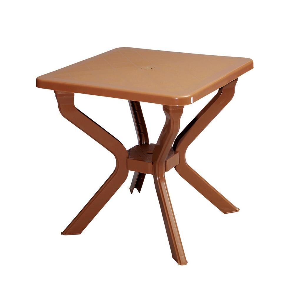 Omnipazar MT-GF235 Prima Isola Plastik Kare Bahçe Balkon Masa 70x70 cm Kahverengi