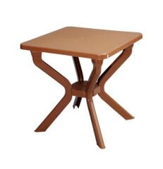 Omnipazar MT-GF235 Prima Isola Plastik Kare Bahçe Balkon Masa 70x70 cm Kahverengi