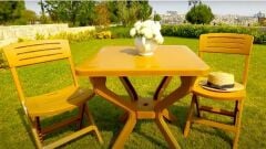 Omnipazar MT-GF235 Prima Isola Plastik Kare Bahçe Balkon Masa 70x70 cm Kahverengi