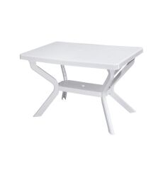 Omnipazar MT-GF240 Prima Roccia Plastik Dikdörtgen Bahçe Balkon Masa 70x110 cm Beyaz
