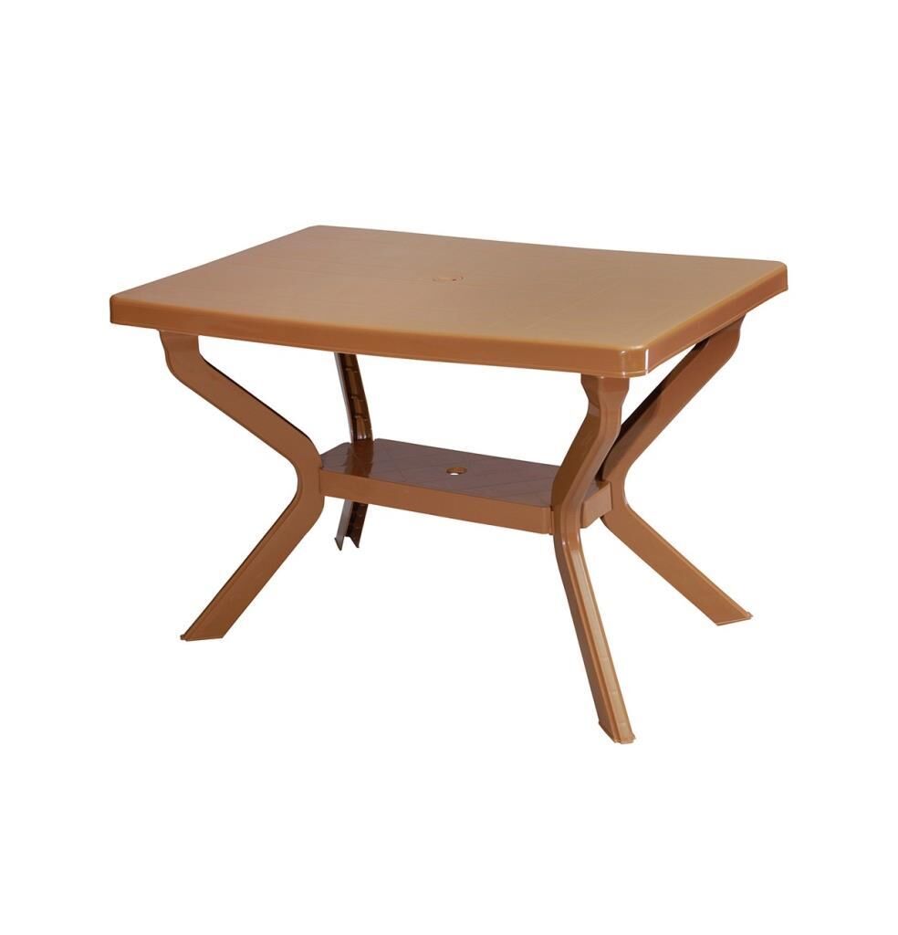 Omnipazar MT-GF240 Prima Roccia Plastik Dikdörtgen Bahçe Balkon Masa 70x110 cm Kahverengi
