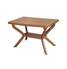 Omnipazar MT-GF240 Prima Roccia Plastik Dikdörtgen Bahçe Balkon Masa 70x110 cm Kahverengi