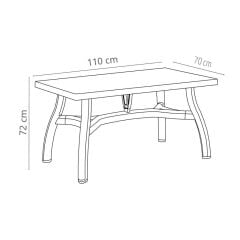 Omnipazar MT-GF240 Prima Roccia Plastik Dikdörtgen Bahçe Balkon Masa 70x110 cm Kahverengi