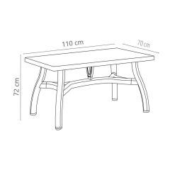 Omnipazar MT-GF240 Prima Roccia Plastik Dikdörtgen Bahçe Balkon Masa 70x110 cm Kahverengi