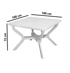 Omnipazar MT-GF245 Prima Riva Plastik Kare Bahçe Balkon Masa 100x100 cm