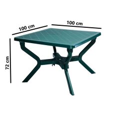 Omnipazar MT-GF245 Prima Riva Plastik Kare Bahçe Balkon Masa 100x100 cm