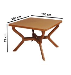 Omnipazar MT-GF245 Prima Riva Plastik Kare Bahçe Balkon Masa 100x100 cm