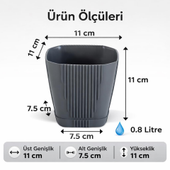 Omnipazar SO-ZB01 Zambak Dekoratif Plastik Saksı 0.8 Litre No:1 Antrasit (116)