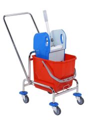 Omnisoft UCTM TK720 Tek Kovalı Krom Taşıyıcı Plastik Pres Temizlik Arabası