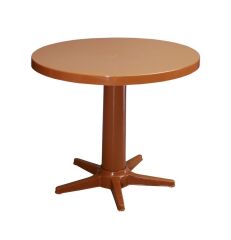 Omnipazar MT-GF205 Prima Rose Plastik Yuvarlak Bahçe Balkon Masa Ø75 cm Kahverengi