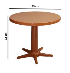 Omnipazar MT-GF205 Prima Rose Plastik Yuvarlak Bahçe Balkon Masa Ø75 cm Kahverengi