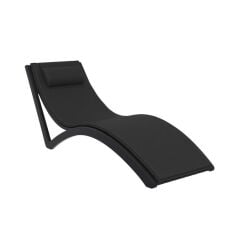 Omnipazar TRK-087 Siesta Minderli Yastıklı Lüks Ergonomik Slim Şezlong Siyah 2'li Set