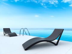 Omnipazar TRK-087 Siesta Minderli Yastıklı Lüks Ergonomik Slim Şezlong Siyah 2'li Set