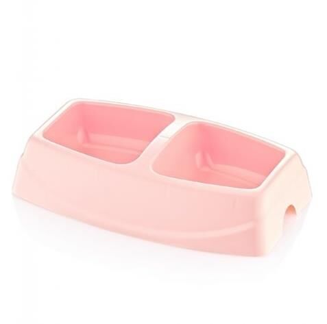 Omnipazar SY-5082 Büyük İkili Evcil Hayvan Kedi Köpek Mama Kabı Pembe