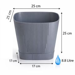 SO-ZB05 Zambak Dekoratif Plastik Saksı 8.8 Litre No:5 Antrasit 6 Adet