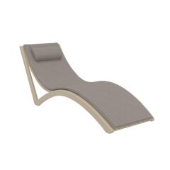 Omnipazar TRK-087 Siesta Minderli Yastıklı Lüks Ergonomik Slim Şezlong Kum Gri 2'li Set