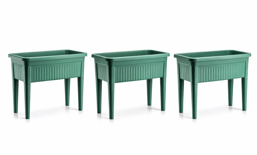 SO-AB03 Plastik Ayaklı Bahçe Yetiştirme Saksı Takımı 60 Lt Yeşil 3 Adet