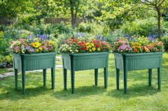 SO-AB03 Plastik Ayaklı Bahçe Yetiştirme Saksı Takımı 60 Lt Yeşil 3 Adet