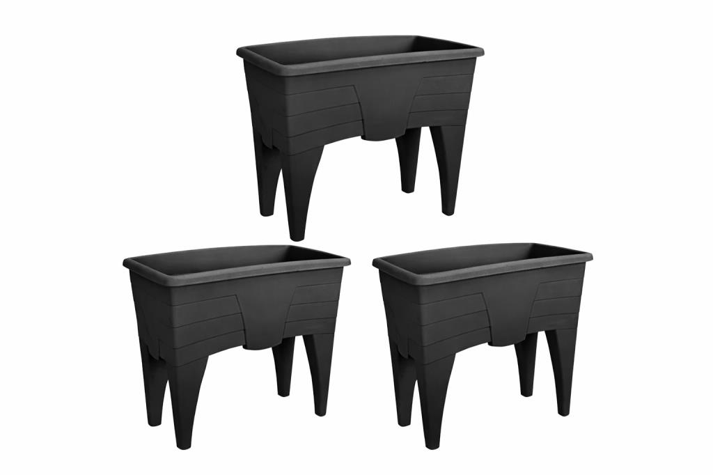 SO-AB02 Dekoratif Ayaklı Bahçe Yetiştirme Saksı 60 Lt No:2 Antrasit 3 Adet