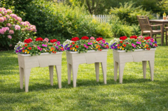 SO-AB02 Dekoratif Ayaklı Bahçe Yetiştirme Saksı 60 Lt No:2 Kirli Beyaz 3 Adet