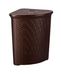 Omnipazar SY-4627 Plastik Hasır Desen Üçgen Kirli Çamaşır Sepeti Kahverengi