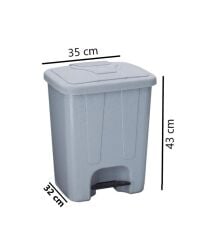 Omnipazar SY-4250 25 lt Köşeli Pedallı Plastik Çöp Kovası İç Kovalı Gri
